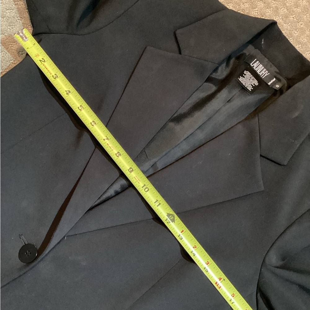 Laundry By Shelli Segal Black Tailored One Button Blazer, faux pockets, size 8 - Picture 4 of 10